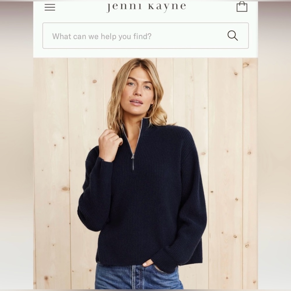 Jenni Kayne Cashmere Half Zip Sweater Navy S